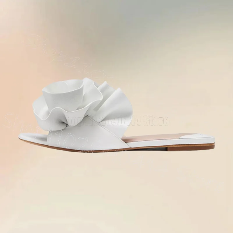 

White Appliques Design Open Toe Slippers Slip On Women Shoes Low Top Fashion Party Feast Banquet Dating 2026 Zapatos Para Mujere