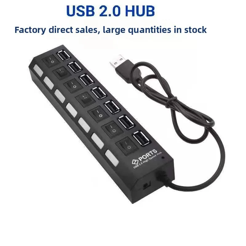 

USB 7-Port Hub with Individual Switches, 7-Port Expansion Splitter