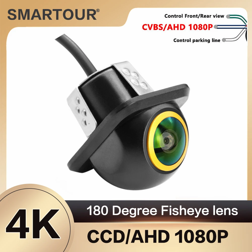 Smartour 4K AHD CVBS CCD Fisheye Lens Rear View Camera AHD 1080p Night Vision Backup Parking Waterproof For Reversing Monitor