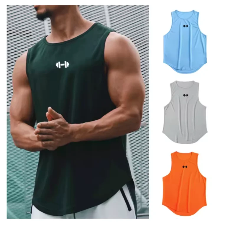

Summer Men Gym Tank Top Fitness Training Clothing Quick-drying Loose Bodybuilding Sleeveless Shirt Men Fashion Basketball Vest