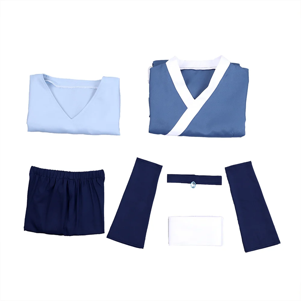 Katara Cosplay Costume Anime The Last Airbender Female Blue Uniform Suits Halloween Performance Fighting Outfits - view 6