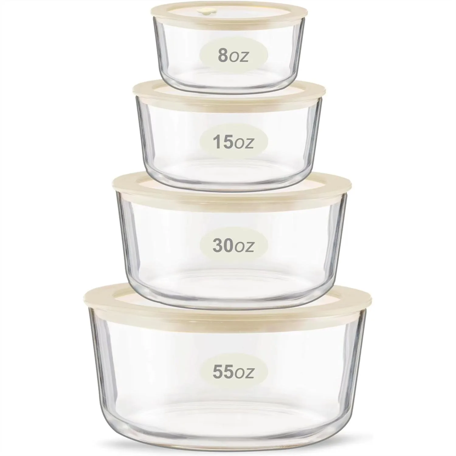 

Glass Food Storage Containers with Glass Lids, 4 Pack Airtight Leakproof Meal Prep for Lunch and Leftovers