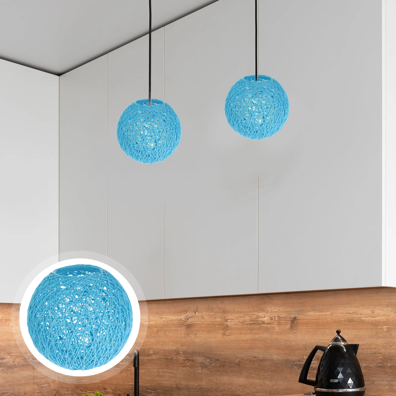 

Round Ball Lamp Shade Handwoven Rattan Boho Pendant Light Cover Small Chandelier Replacement Decorative Ceiling Fan Bulb Guard