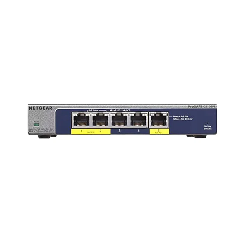 NETGEAR GS105PE Gigabit+Switch 5-Port Ethernet+PoE Direct/PoE Power Down Switch with 2-Port PoE Output Port