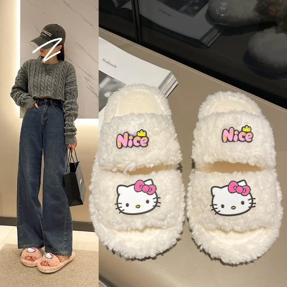Mignon femmes en peluche pantoufles Sanrio Anime Hello Kitty dessin