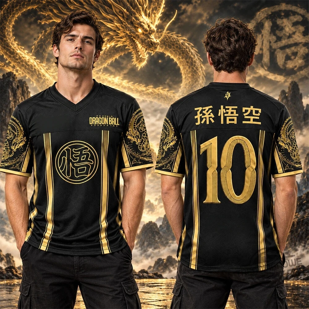 Dragon Ball Son Goku Special Edition Soccer T-shirt Football Outdoor Sports Jersey Men Breathable Quick Dry Fitness Gym Tee Top
