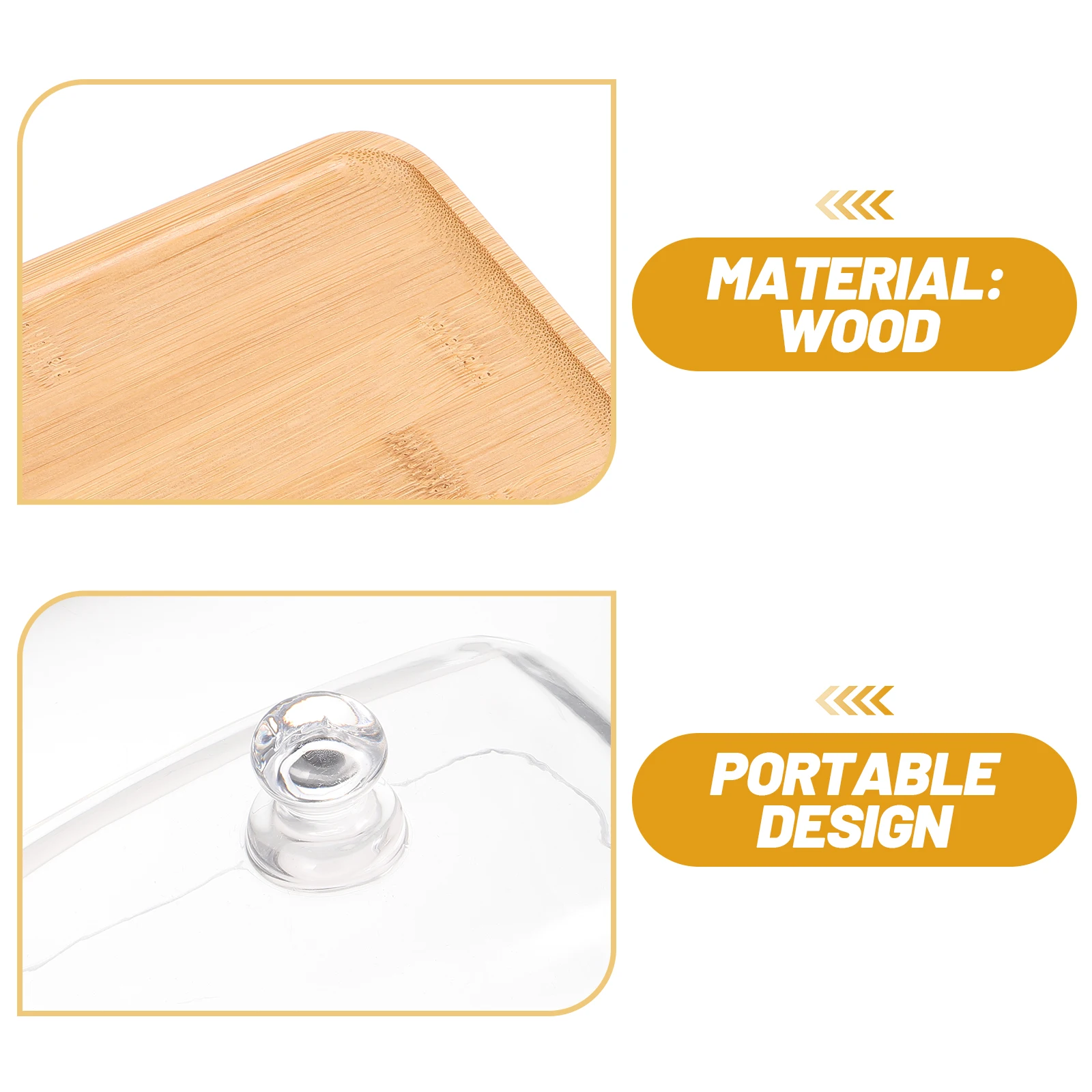 

Cake Stand Glass Dome Wood Tray Lid Covered Dessert Plates Cupcake Display Snack Holder Rigorous Process Durability Picnic