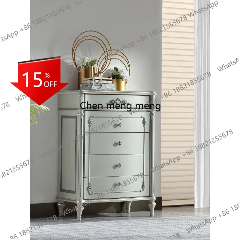 

Французский комод из массива дерева в стиле легкой роскоши, европейский вертикальный шкаф для спальни, декоративный комод с резными ящиками.