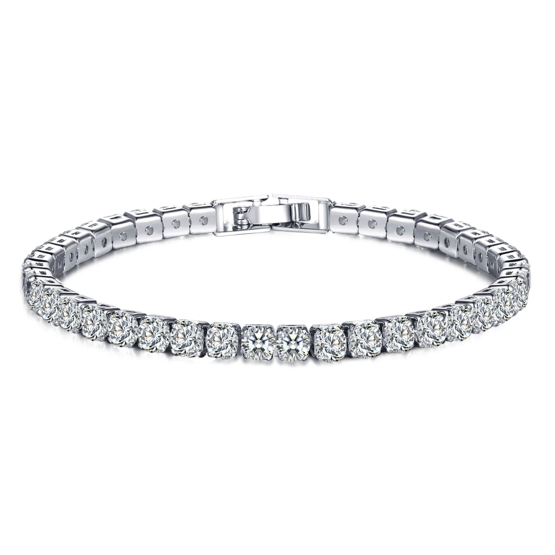 Luxury Hip-Hop Full Diamond Cubic Zirconia Crystal Tennis Bracelet Men's and Women's Bracelet Jewelry