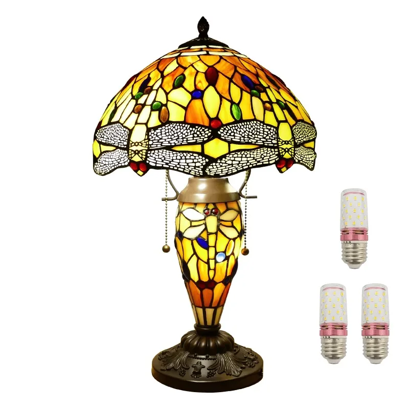 

Dragonfly table lamp European and American retro living room bar villa study bedside high-end atmospheric desk lamp