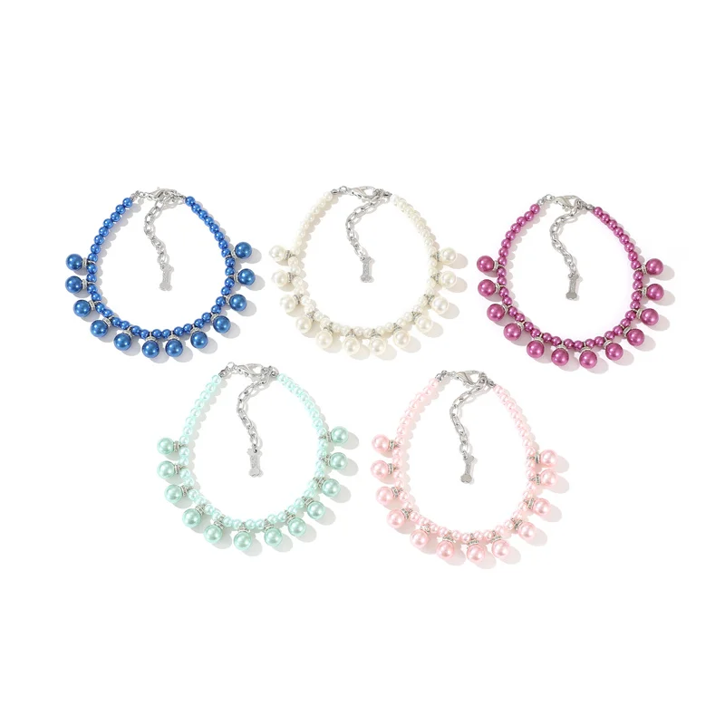 Luxus Perle Anhänger Welpen Hund Halskette Halsband für kleine Hunde Katzen Chihuahua Pomeranian Teddy Bling Strass Haustier Zubehör – Detail 4