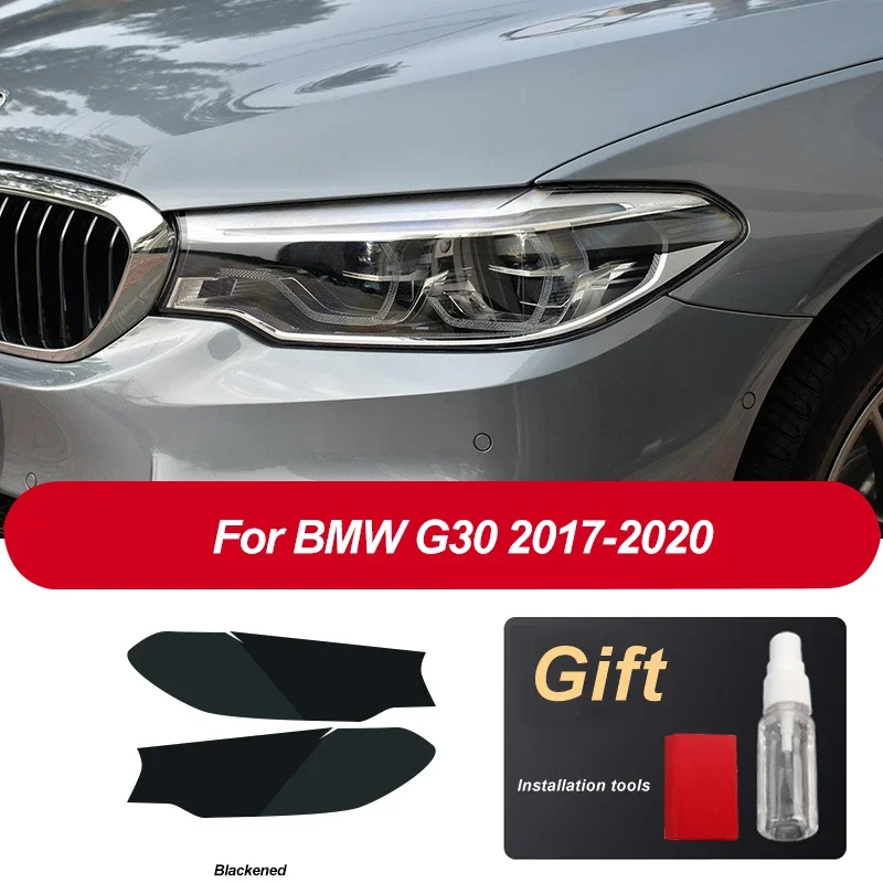 Car Headlight Protective Film Front Headlamp Transparent Black TPU Precut Sticker Deacl For BMW 5 Series GT F07 F10 F11 G30 G31