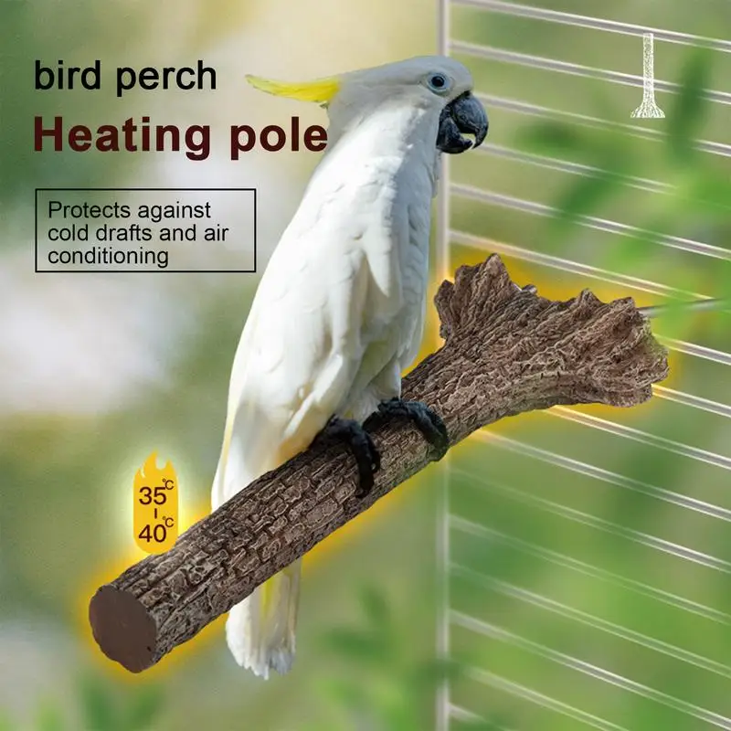 Heated Bird Perch Parakeet Heating Stand Branch Bird Thermo Perch Bird Warmer Bird Cage Heater For African Grey Parakeets