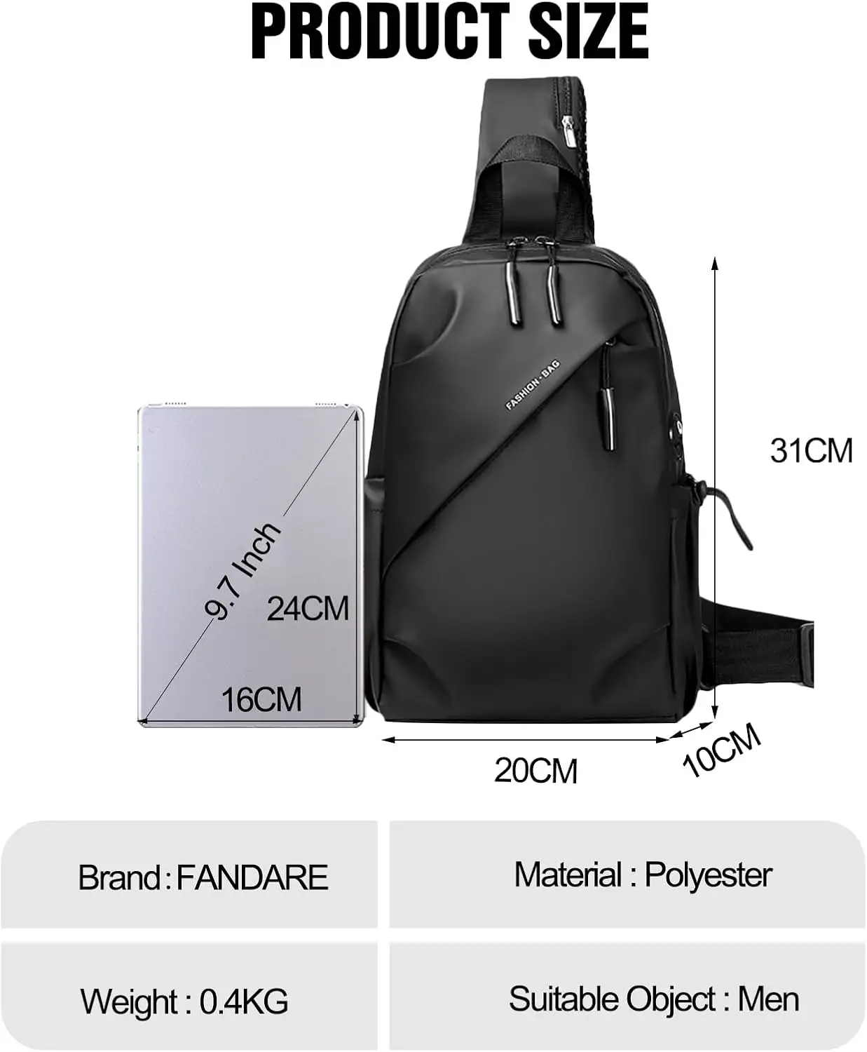 Premium Nylon Sling Chest Bag for Men Larger Capacity Waterproof Outdoor Fitness Bag Cycling Hiking Travel Crossbody Daypack