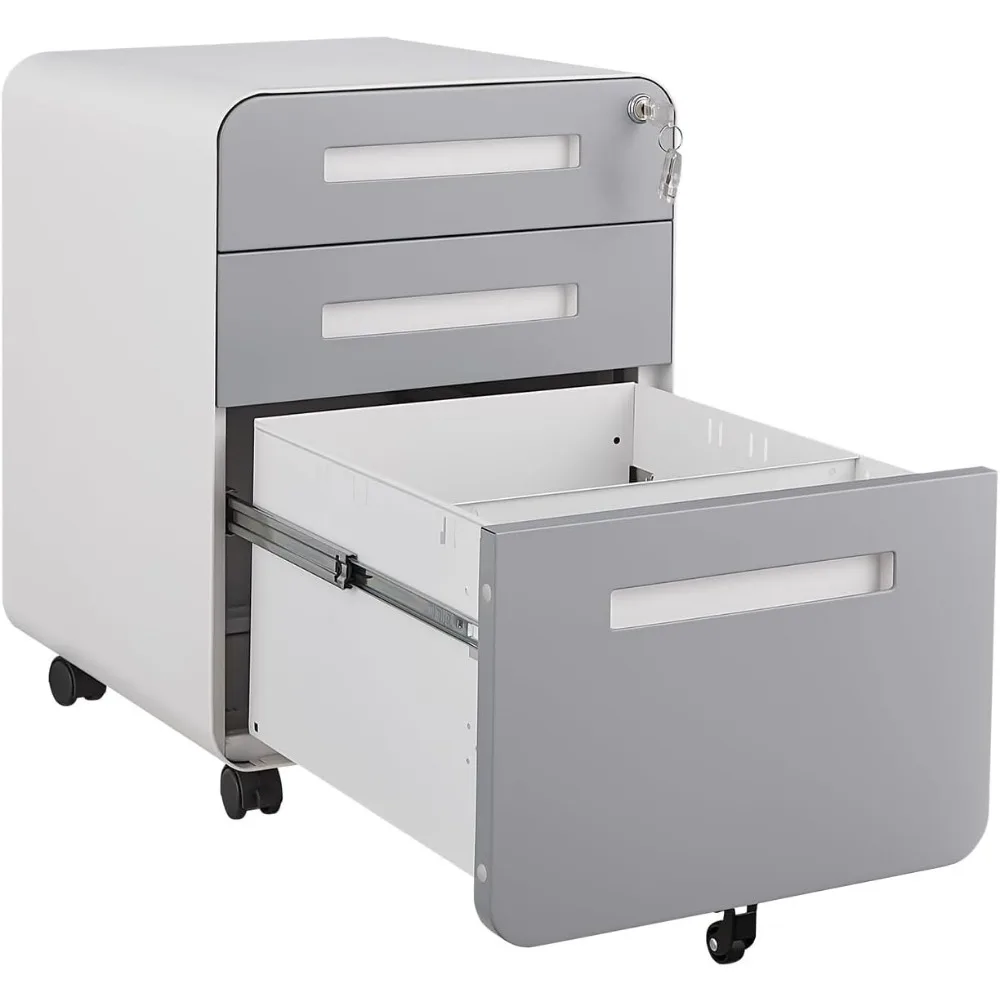خزانة ملفات قابلة للقفل بثلاثة أدراج، خزانة معدنية صغيرة مع عجلات، تخزين بحروف قانونية/حجم A4 للمنزل/المكتب، قبل التجميع #5
