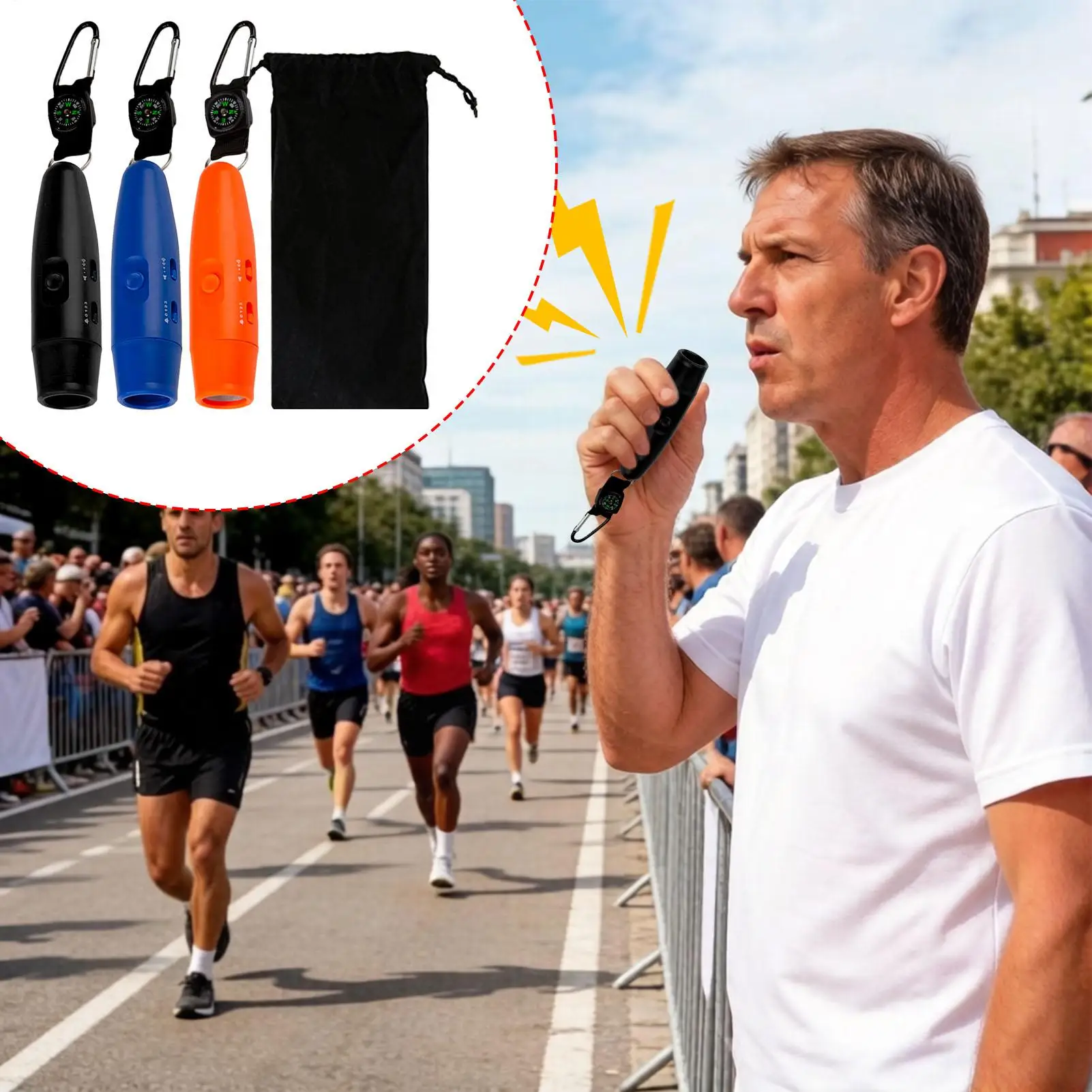 Electric Whistles Adjustable 3 Tones High Volume With Compass Sports Whistle With Lanyard For Volleyball Soccer Coaches Referees