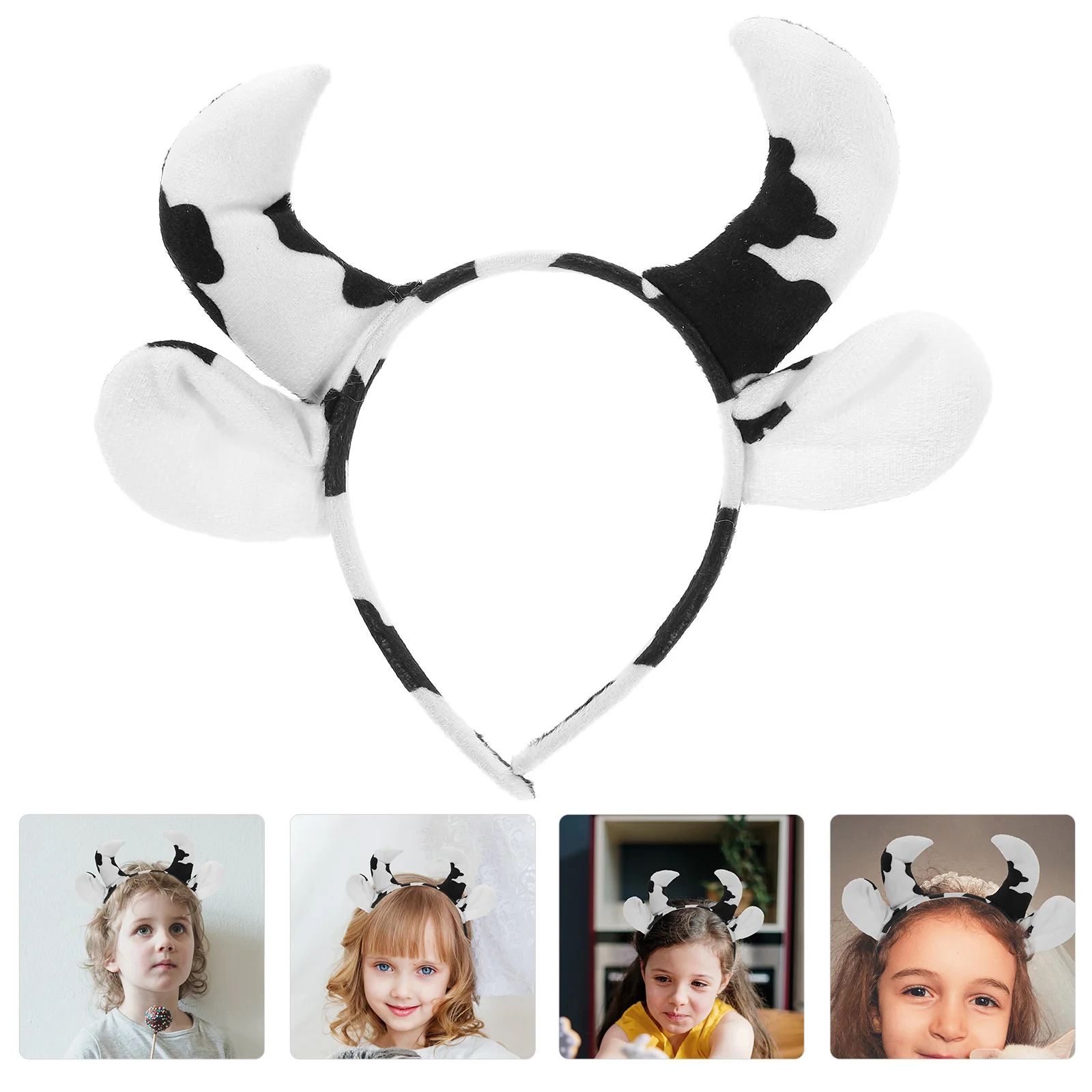 Cow Ear Headband com Bowtie Cosplay Costume, Animal Vestuário Props, Plush Acessórios