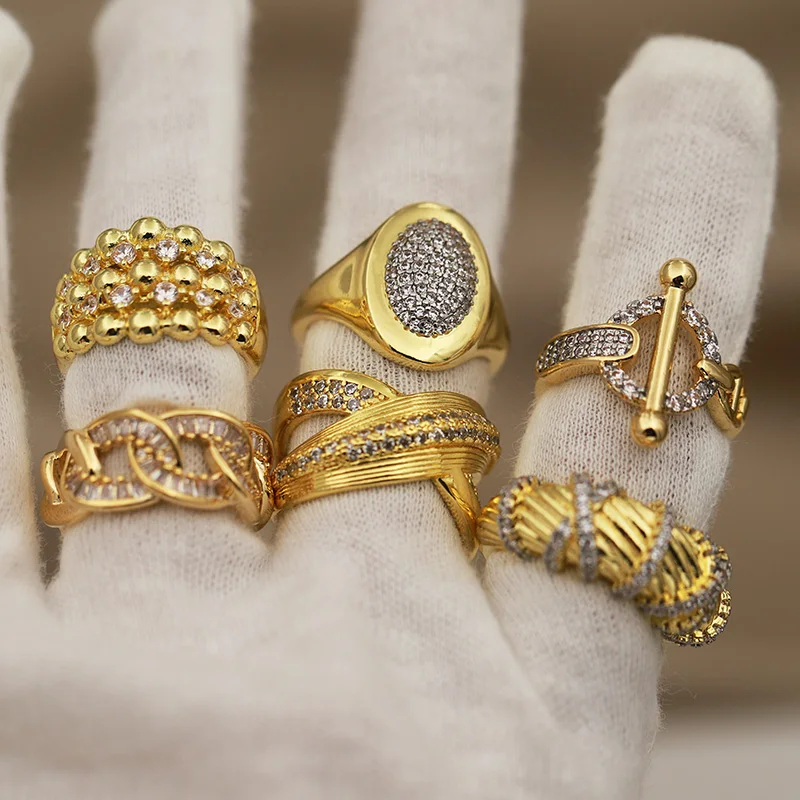New Fashion Brand Jewelry Crystal Twist Open Rings Elegant Geometric Crystal Cross Rings for Women Gift Accessories