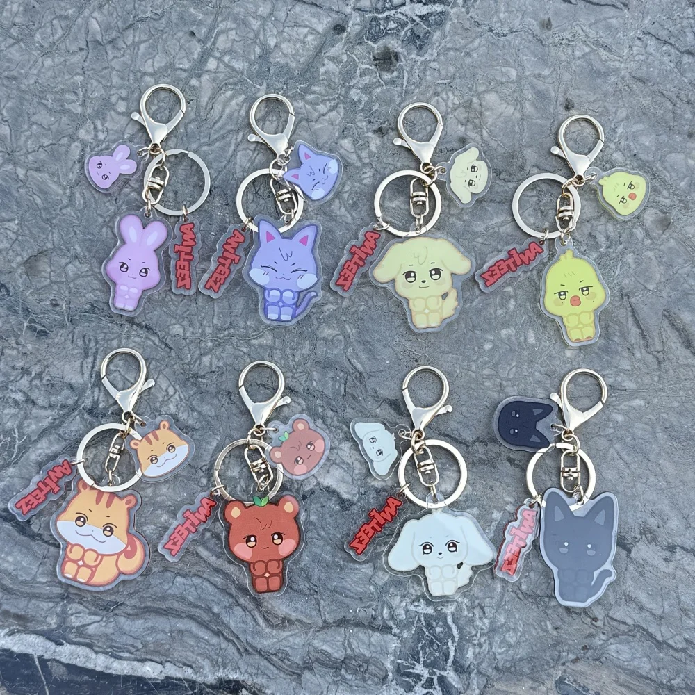 Kpop ATEEZ ANITEEZ in DREAMLAND Theme Keychain Keyring Hongjoong Seonghwa Yunho San Mingi Aniteez Fans Bag Accessories