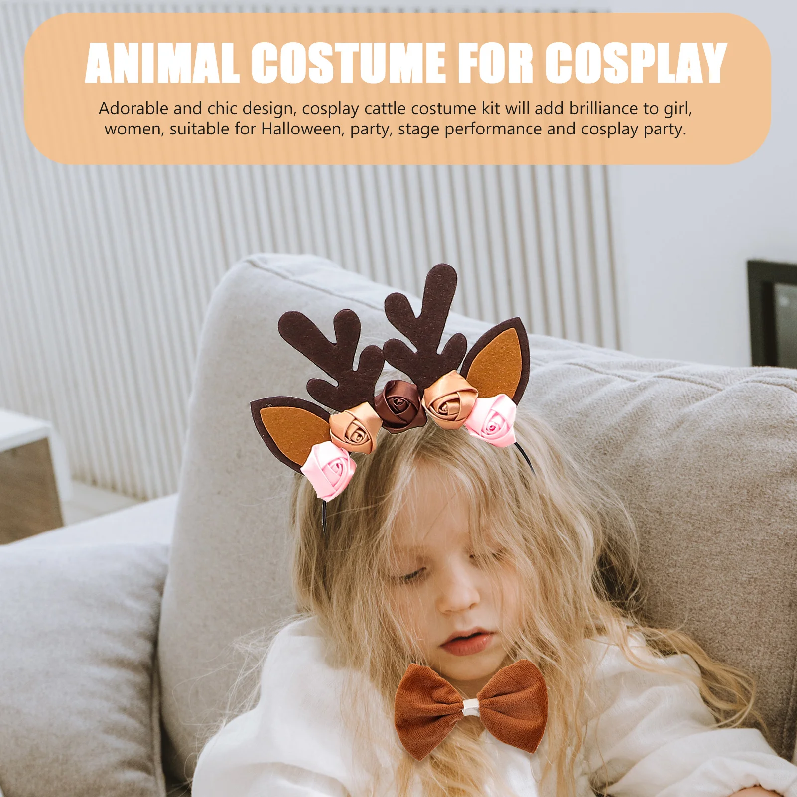 

1 комплект, костюм оленя, повязка на голову с рогами, повязка на голову с ушками, галстук-бабочка, хвост, юбка-пачка, косплей, вечерние животные, Хэллоуин, карнавал, реквизит для фотосъемки