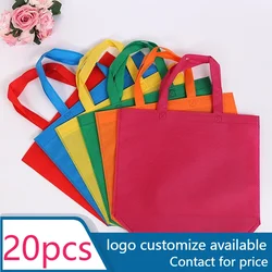 Bolsa no tejida con impresión de logotipo personalizado, bolso de compras portátil para promoción y publicidad, 80g, 20 unidades por lote