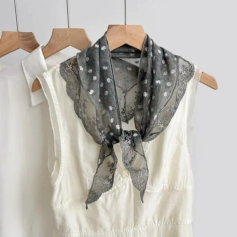 تي شيرت صغير مطبوع عليه أوركيد للربيع والصيف مع وشاح مثلث قطني عصابة رأس مربعة متعددة الاستخدامات على الطراز الأدبي