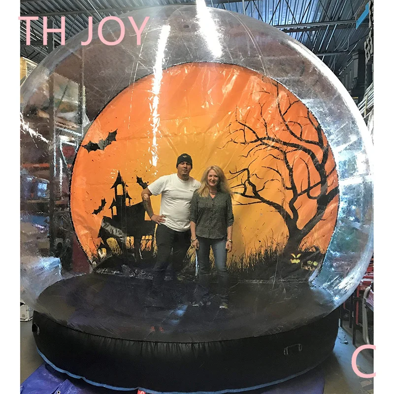 schnelles Luftschiff zur Tür, Halloween-Dekorationen, Fotokabine, Blasenhaus, aufblasbares transparentes Zelt, Schneekugel für Halloween