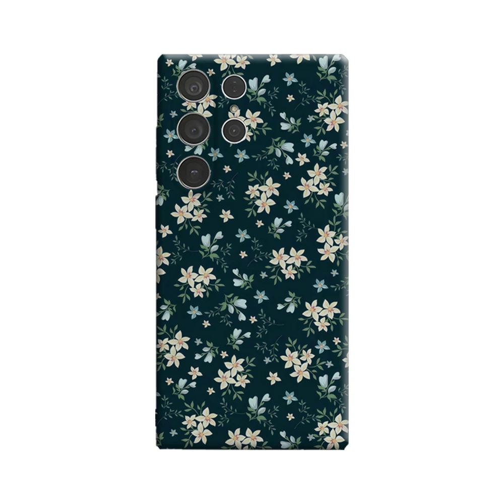 حافظة هاتف بأزهار باستيل خضراء لهاتف سامسونج جالاكسي S25 Ultra S24 S23 Ultra Plus غطاء خلفي بطبقة مزدوجة مقاوم للصدمات