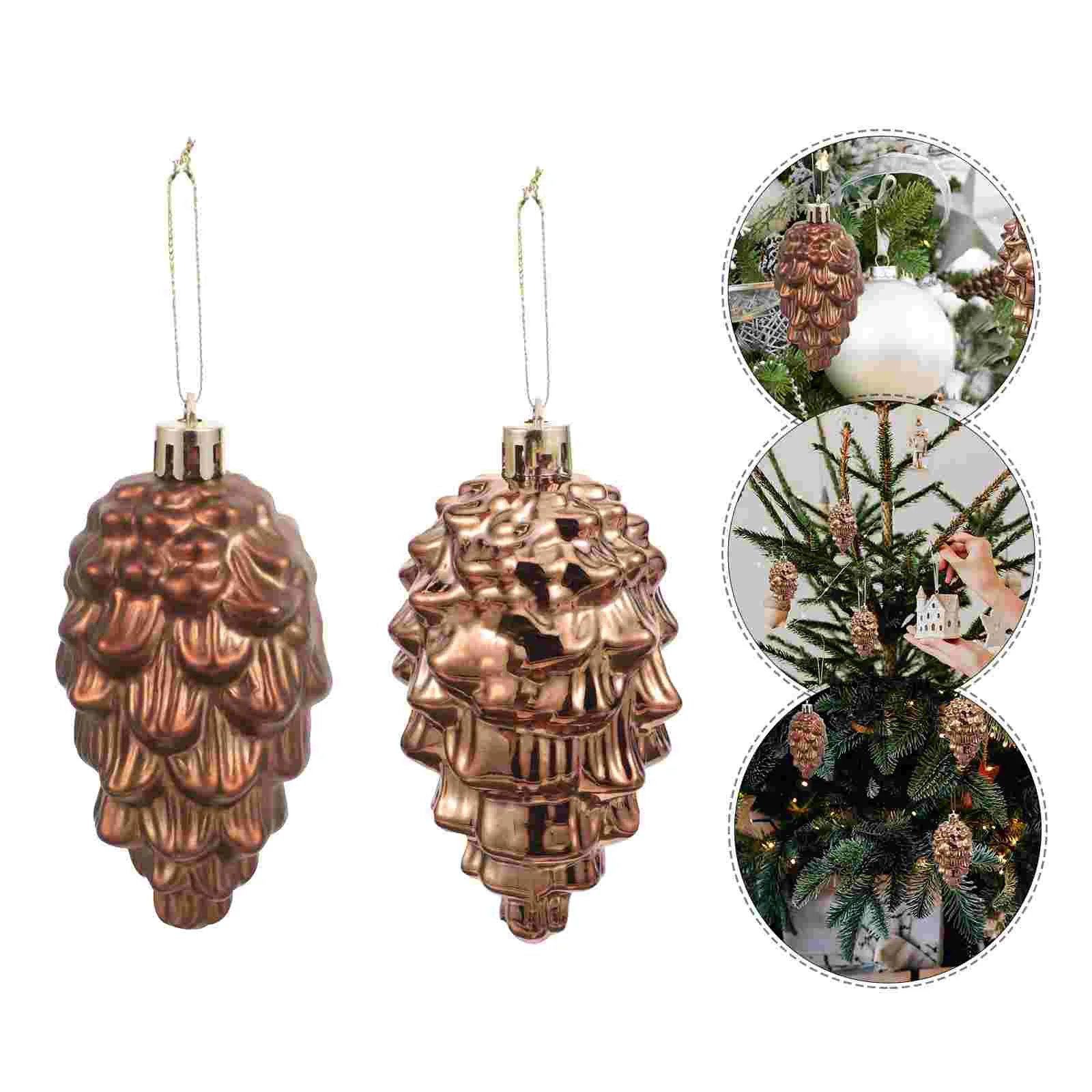 

8 Pcs Coffee Red Christmas naments Pine Cone Set for Tree Plastic Decor Xmas Pendant Clearance Holiday Hanging for Crafts