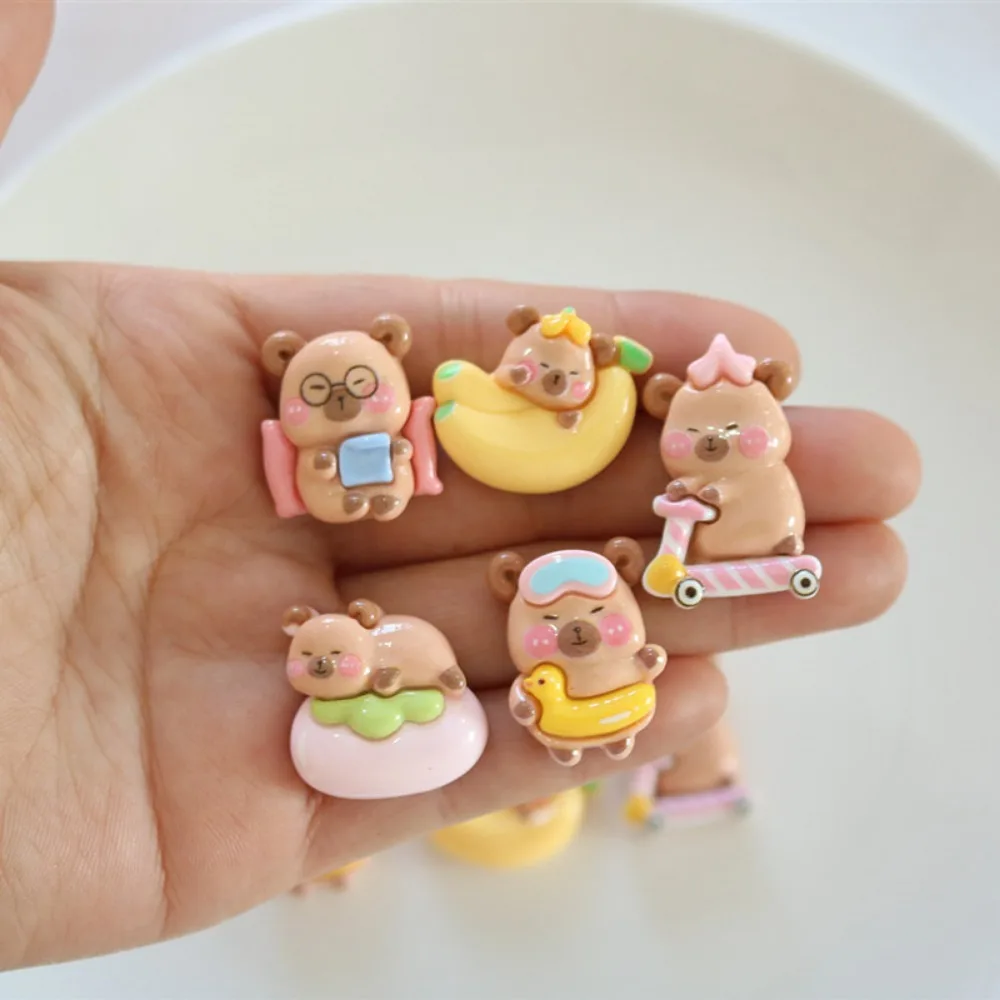 10pcs Cute Cartoon Kawaii Duck Bear Series Flat Back Resin DIY Scrapbooking Embellishments Cabochons Decoration Accessories