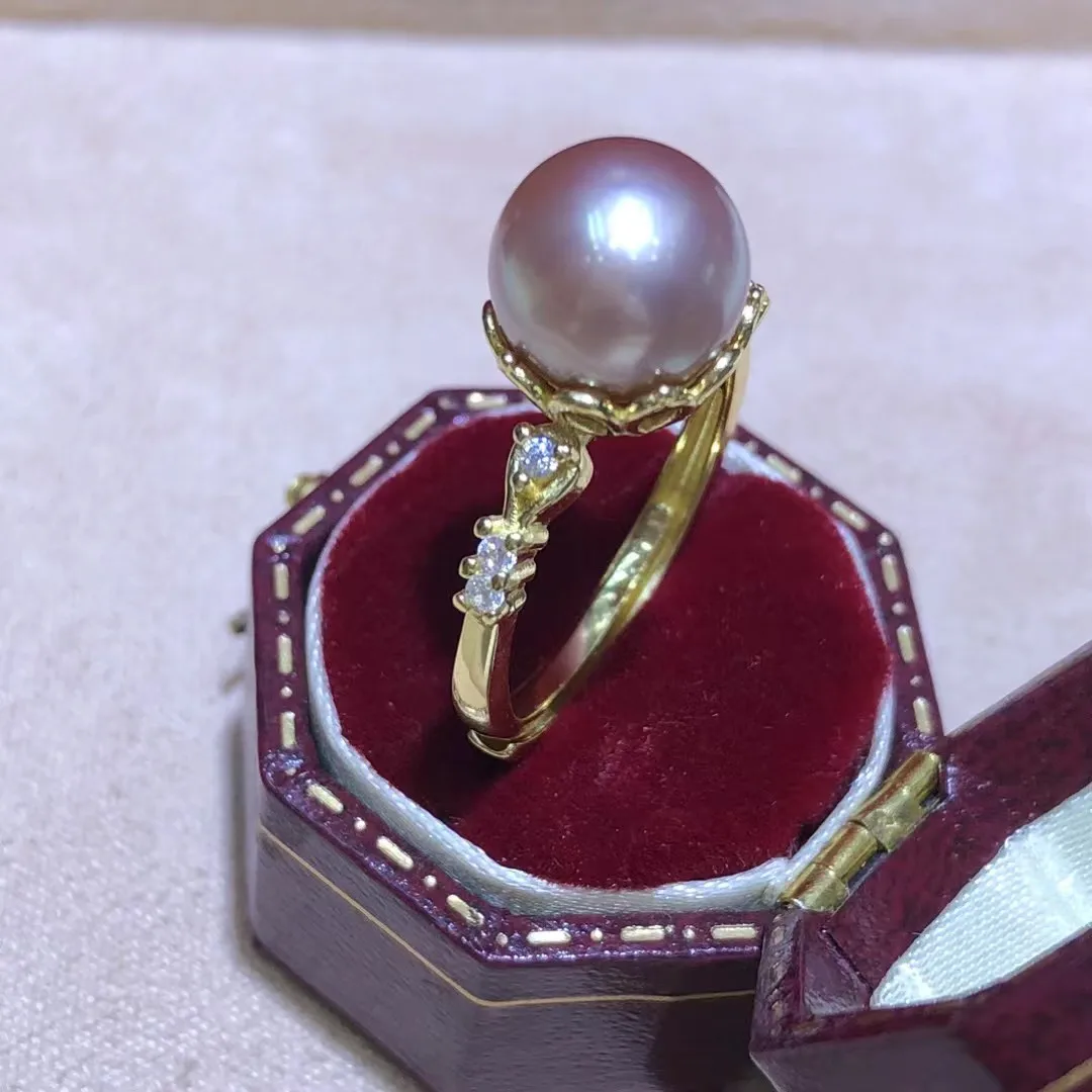 

S925 Sterling Silver Adjustable Ring Mount Settings Findings Mountings Accessory Parts Fittings for 9-10mm Pearls 5pcs/lot