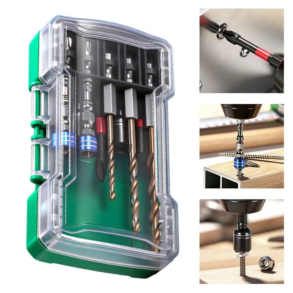 10PCS Twist Drill Impact Resistant Impact Bit Set Magnetic S2 Steel Socket Set Hex Shank Hex Shank Bit Home Repair