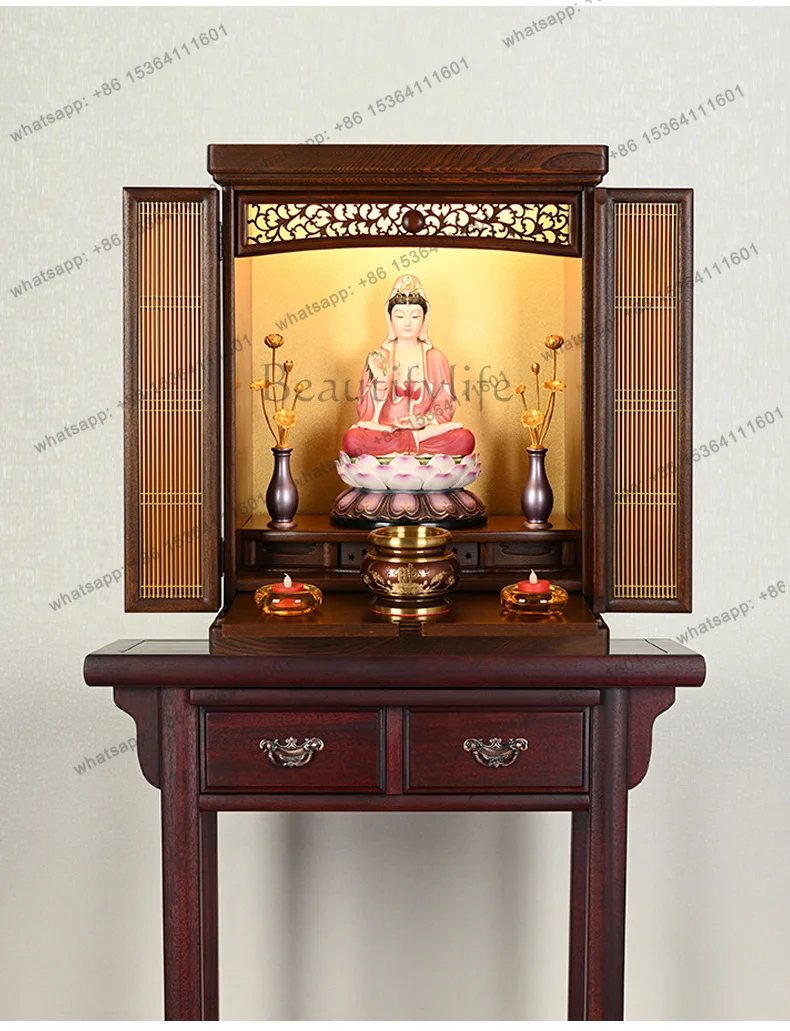 PG Enshrine God of Wealth Guanyin Altar Baojia Solid Wood Shrine Buddha Cabinet Wall Cupboard