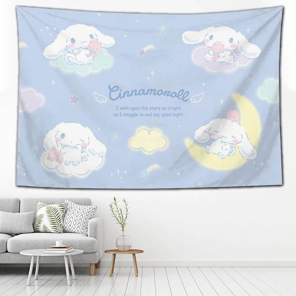 

2024 Cinnamorolls Tapestry Decoration Flag Living Room Wall Hanging Girls Cute Dormitory Bedroom Wall Carpets tapestries