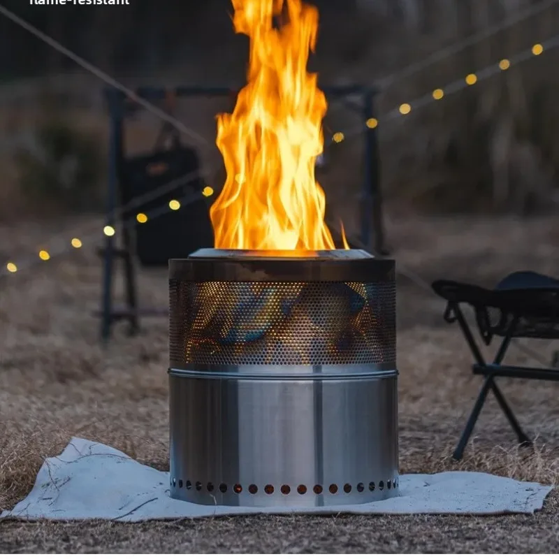 

Camping Picnic Barbecue Stainless Steel Wood Stove Foldable High Temp Resistant Outdoor Heating Stove Lightweight