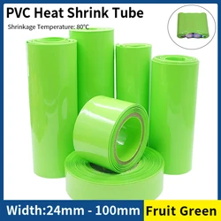 1/5/20M 18650 Lipo Battery PVC Heat Shrink Tube Pack 24mm ~ 100mm Insulated Film Wrap Case Protection Cable Sleeve Fruit Green