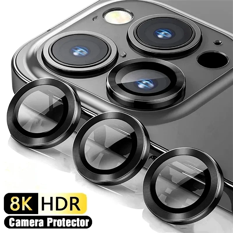 Metal Ring Camera Lens Protector Glass For iPhone 13 11 12 14 15 16 Pro Max Full Cover Camera Protector For iPhone 15 Plus Mini