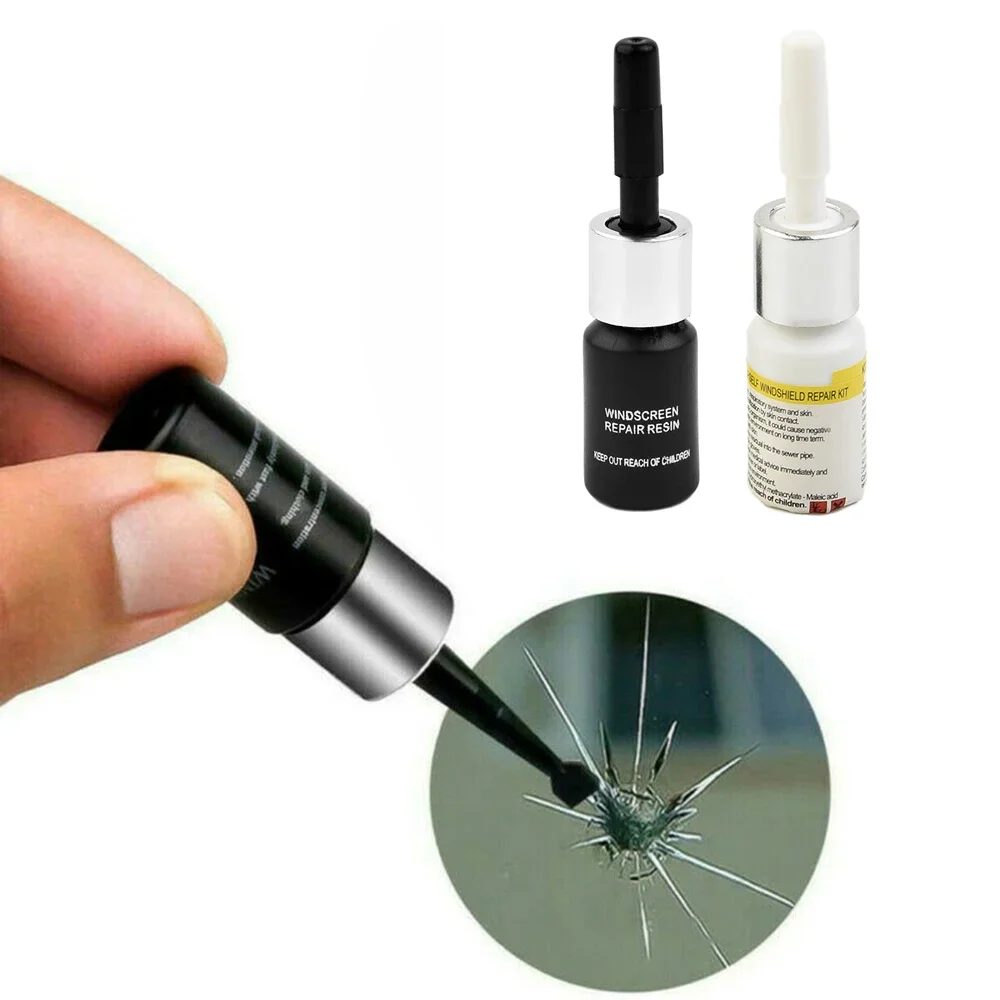 2pcs Reapir Fluid 3ml Windshield Glass Repair Black And White Solution Glass Repair Tools Kit Universal Glass Repair Solution