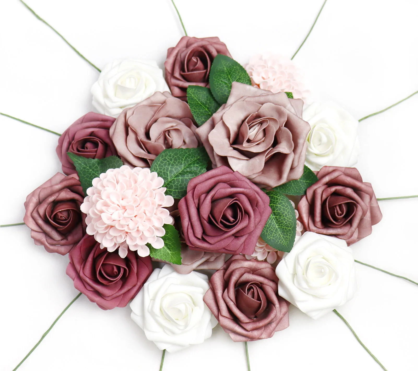 D-Seven Artificial Flowers Delicate Dusty Rose Flowers Combo for DIY Wedding Bouquets Centerpieces Bridal Shower Arch Floral