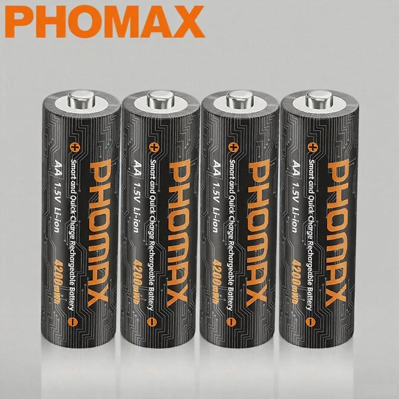 

PHOMAX Wholesales 8PCS 1.5V AA Batteries Pack Lithium Li-ion Chargeable Battery and Fast Charger for Recharge Lithium Battery
