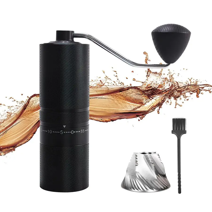 

Coffee Grinder with Adjustable Grind Settings, Brush, and Stainless Steel Portafilter Black