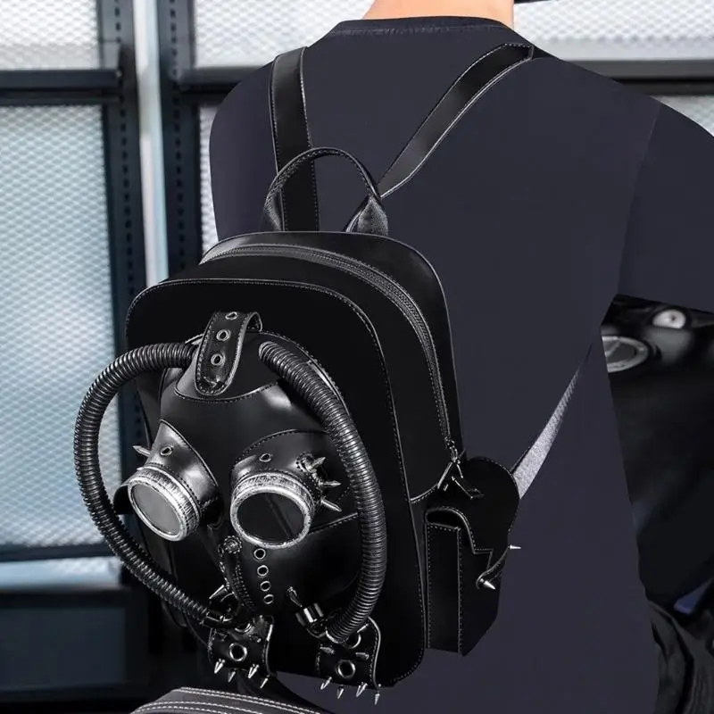 D46D Pu Backpacks Punk Rivets Travel Bagpack School Computer Bag Laptop Backpacks