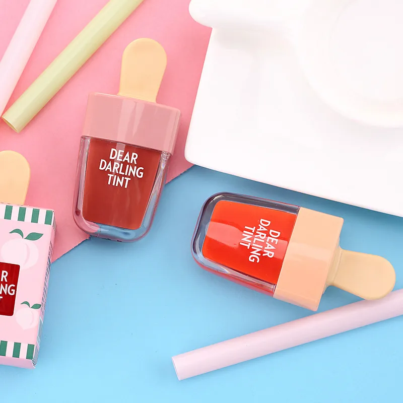 5 Colors Super Ice Cream Lip Gloss Waterproof Long Lasting Liquid Makeup Lipstick Sweet Red Lip Tint