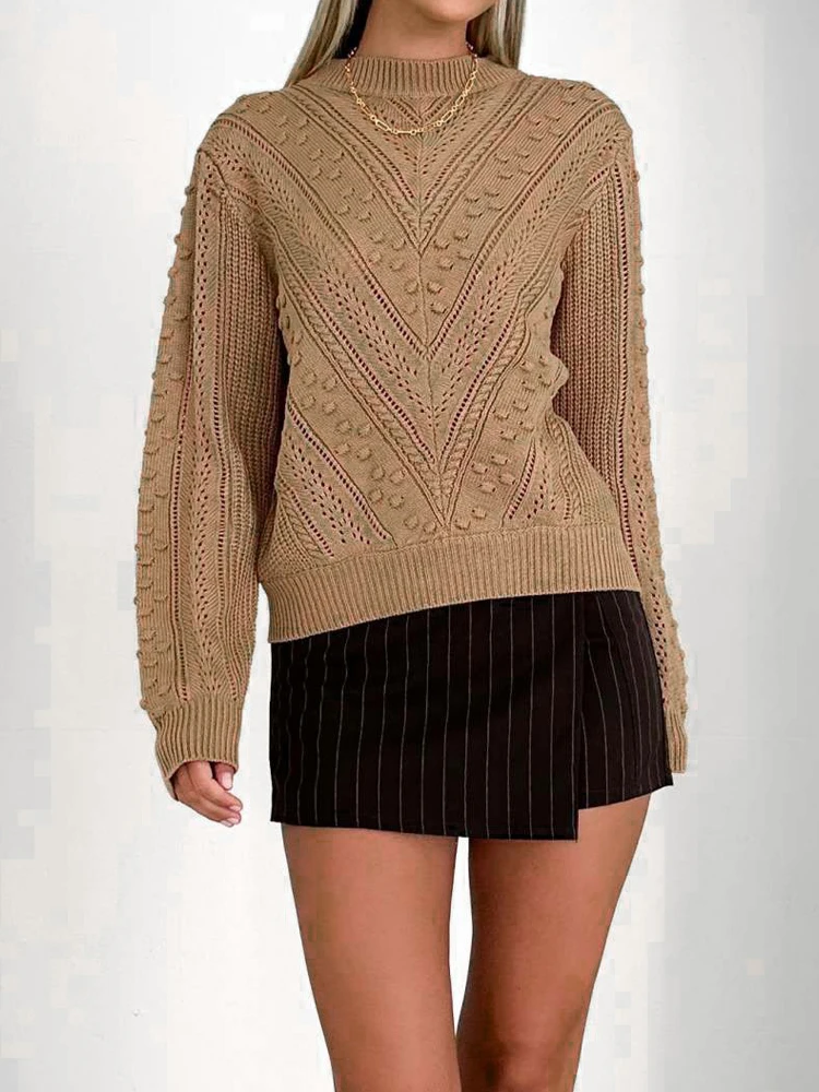 

Autumn Europe and the United States women's solid color simple senior pullover sweater basic all-match half-turtleneck sweater