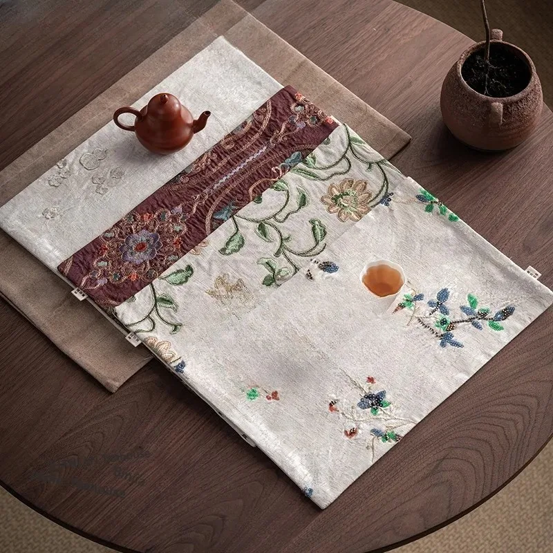 

Салфетки для чайного столика из парчовой ткани с вышивкой, антикварные подставки под чашки, подставки под напитки, салфетки для обеденного стола, аксессуары для чайного сервиза, украшения