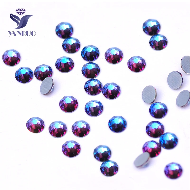 YANRUO 2088HF All Sizes Bermuda Blue Flat Back Hotfix Strass Glass Crystal Luxury Adhesive Rhinestones Crafts Stones