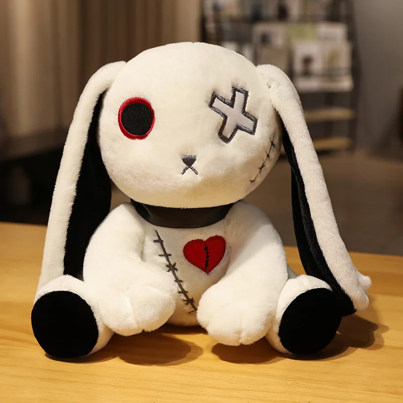 Dark Series Plush Rabbbit Toy Easter Bunny Doll Stuffed Gothic Rock Style Bag Halloween Plush Toy Home Halloween Christmas Gifts