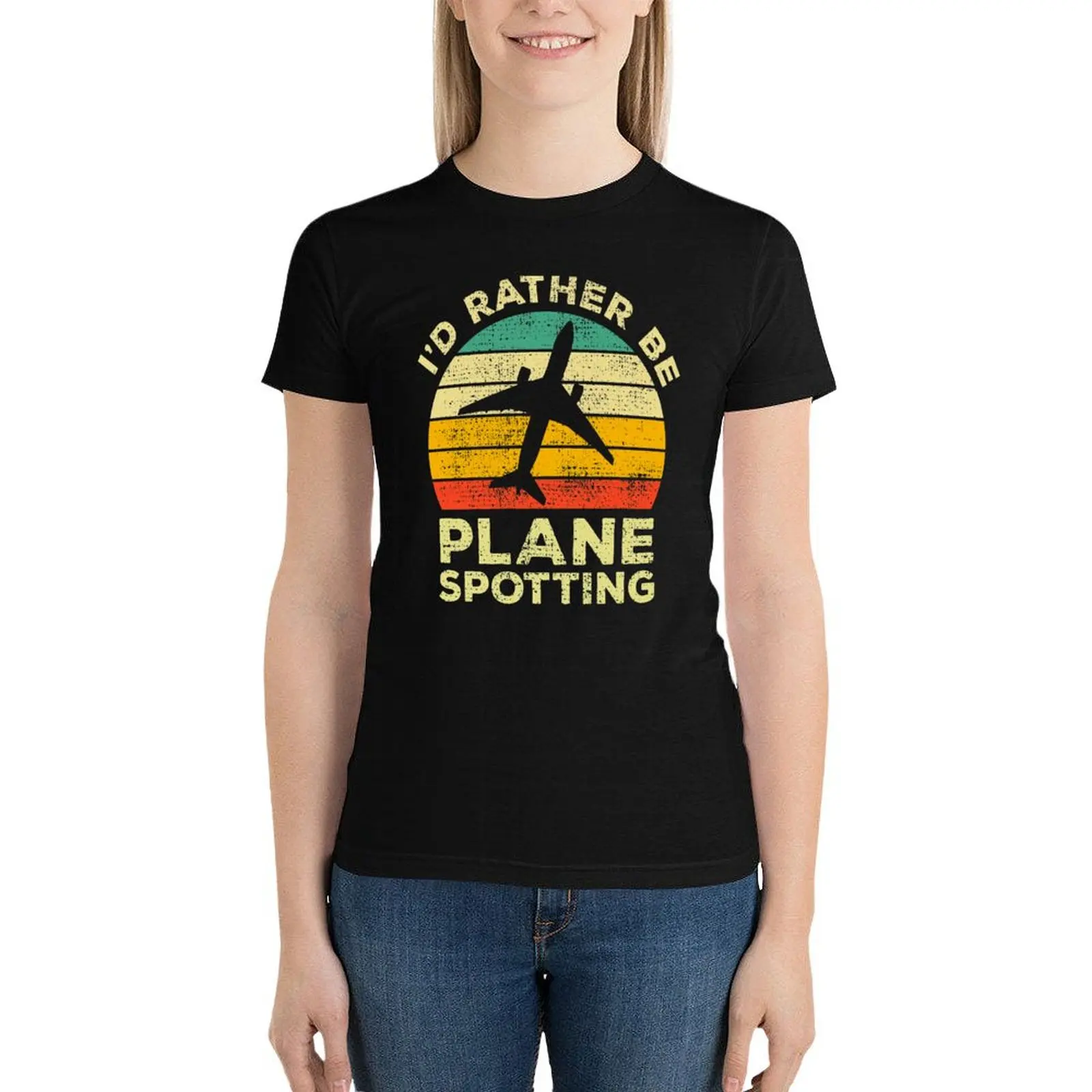 

I＊d Rather Be Doing Plane Spotting Vintage Gift For Plane Spotters T-Shirt graphics tops funny t-shirts for Women graphic tees