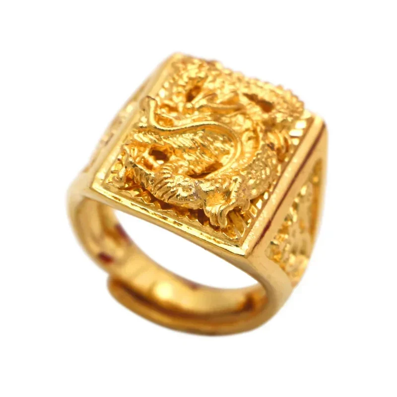 

Genuine 24k gold color couple ring for women men wedding engagement-studded luxury lover finger rings