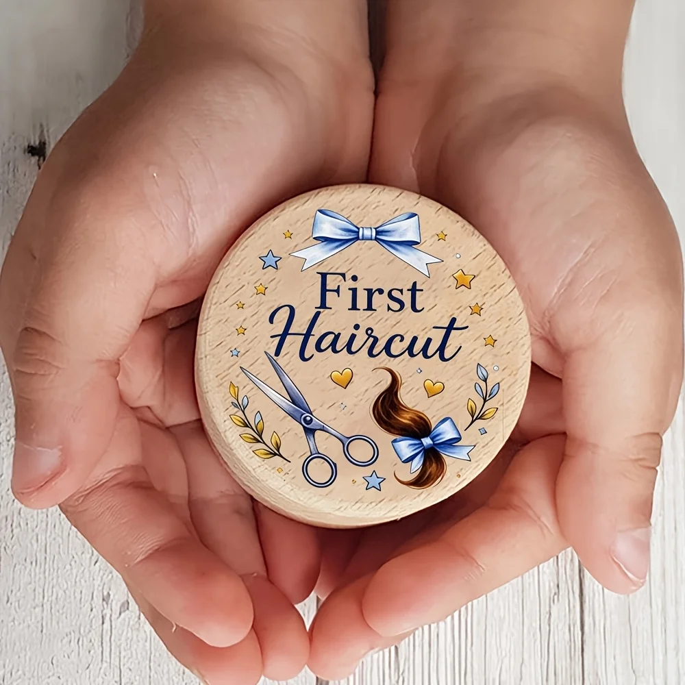 1PCS 2D Wooden First Haircut Box Umbilical Cord Commemorative Storage Teething Baby Teeth Preservation Baptism Birth Gift